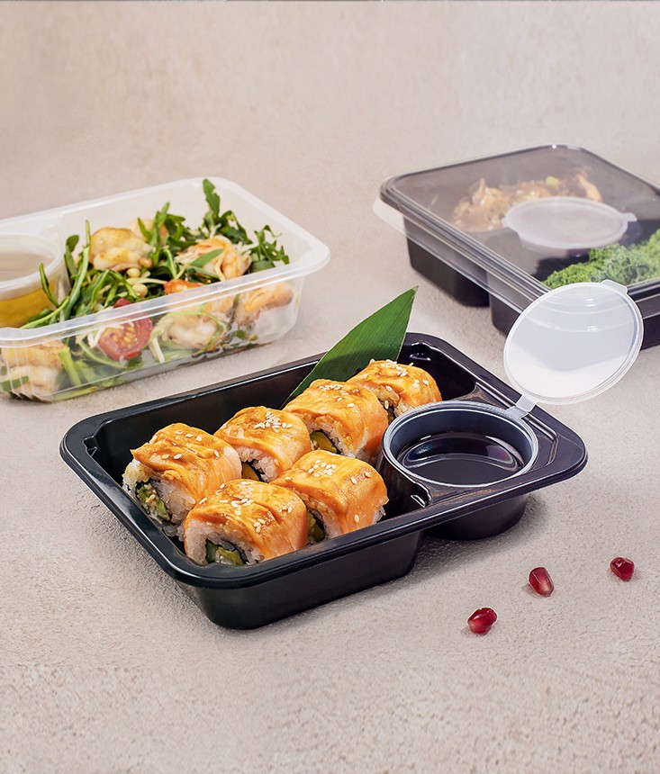 Пластиковый контейнер для супа с отделением для топпингов Make 