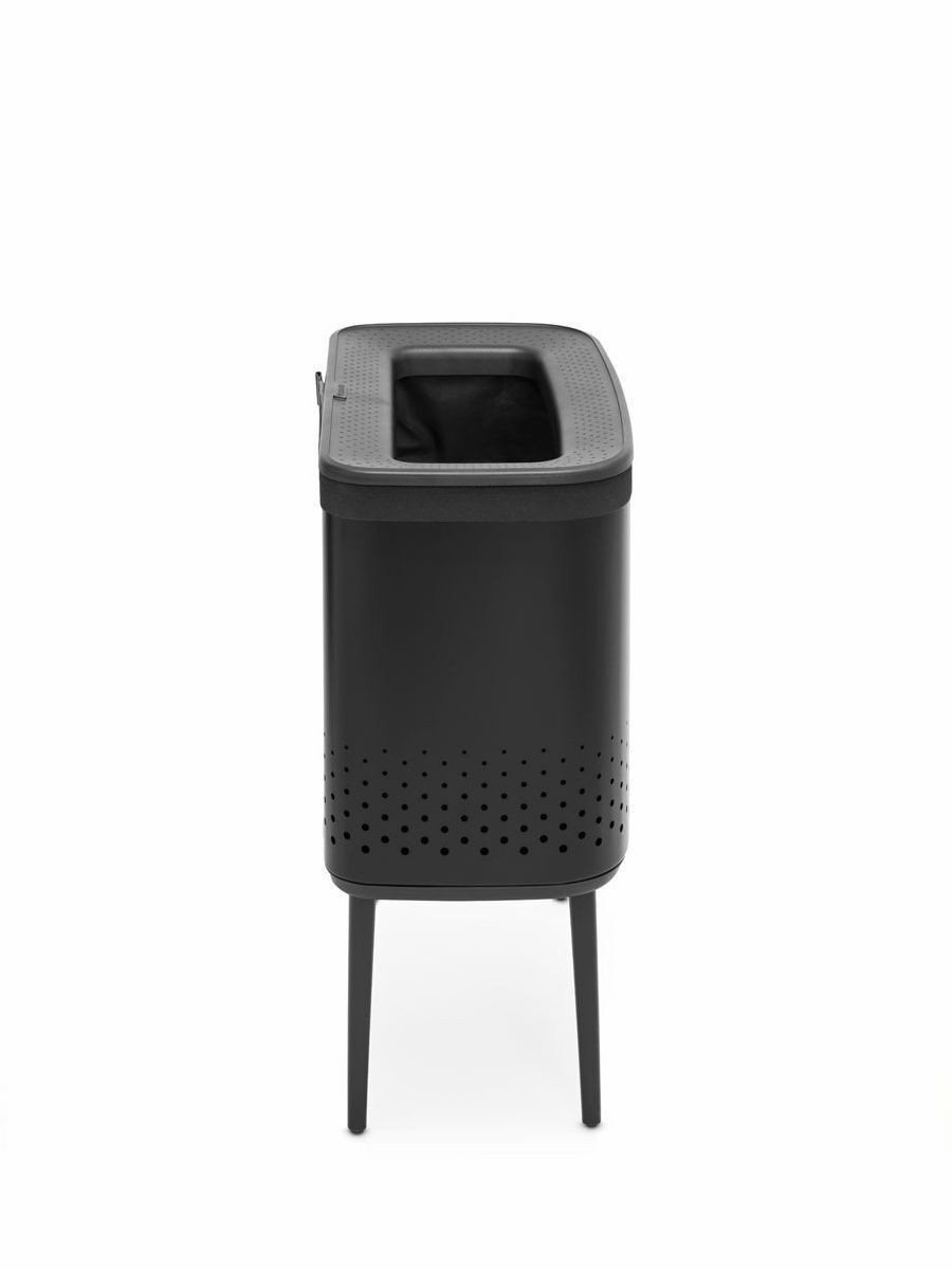 Стальной бак для белья с пластиковой крышкой Bo, на ножках, 60 л, черный матовый (Matt Black)