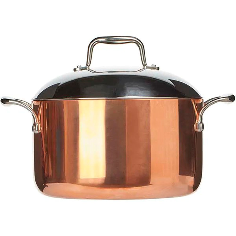 Медная кастрюля с крышкой, 5 л, 20 см, медь