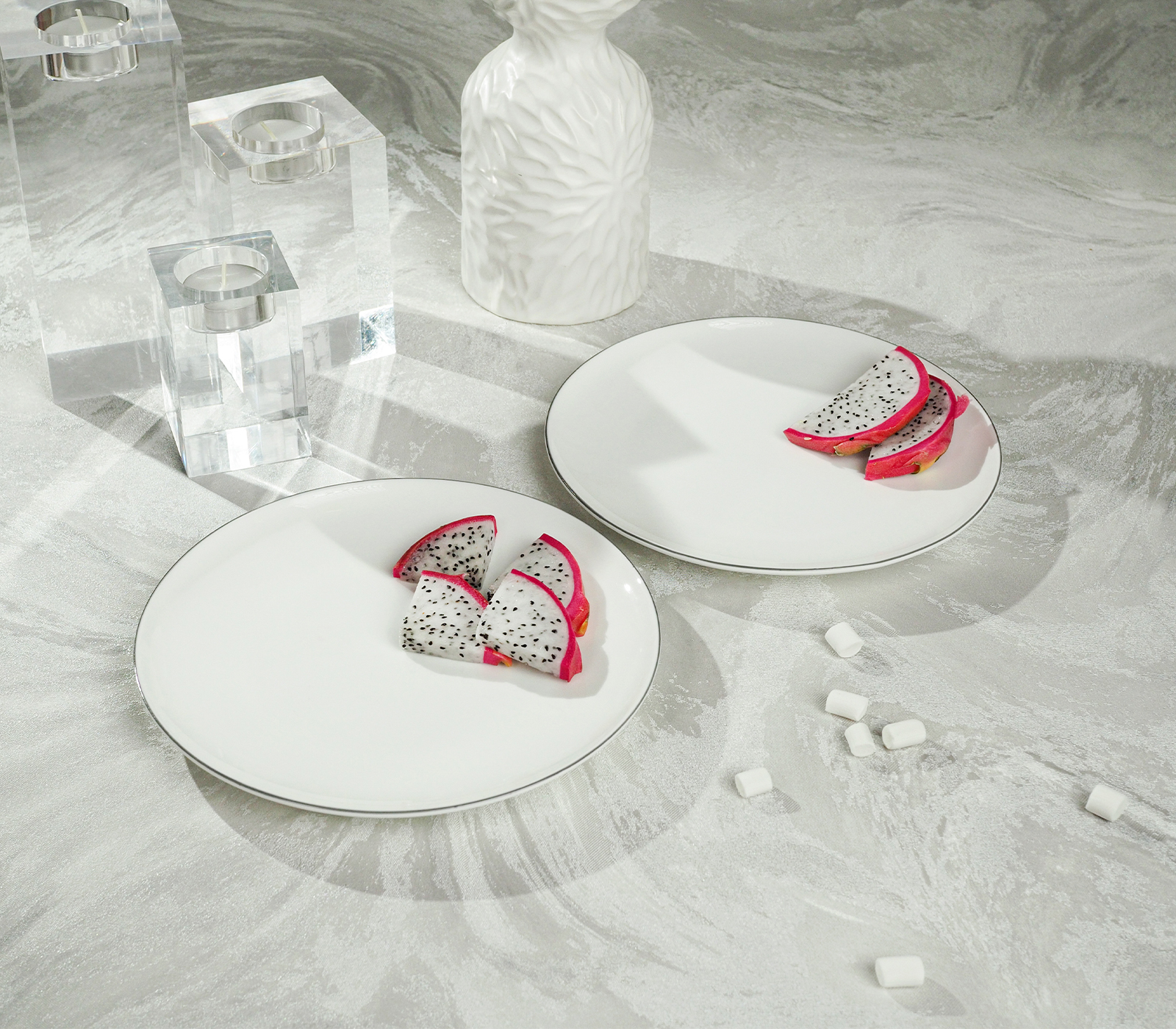 Фарфоровая прямоугольная закусочная тарелка, 21.2 х 14.5 см, кремовый